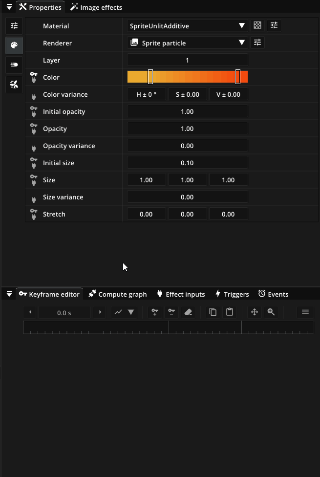 Set particle opacity