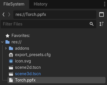 Effect asset in file system tab