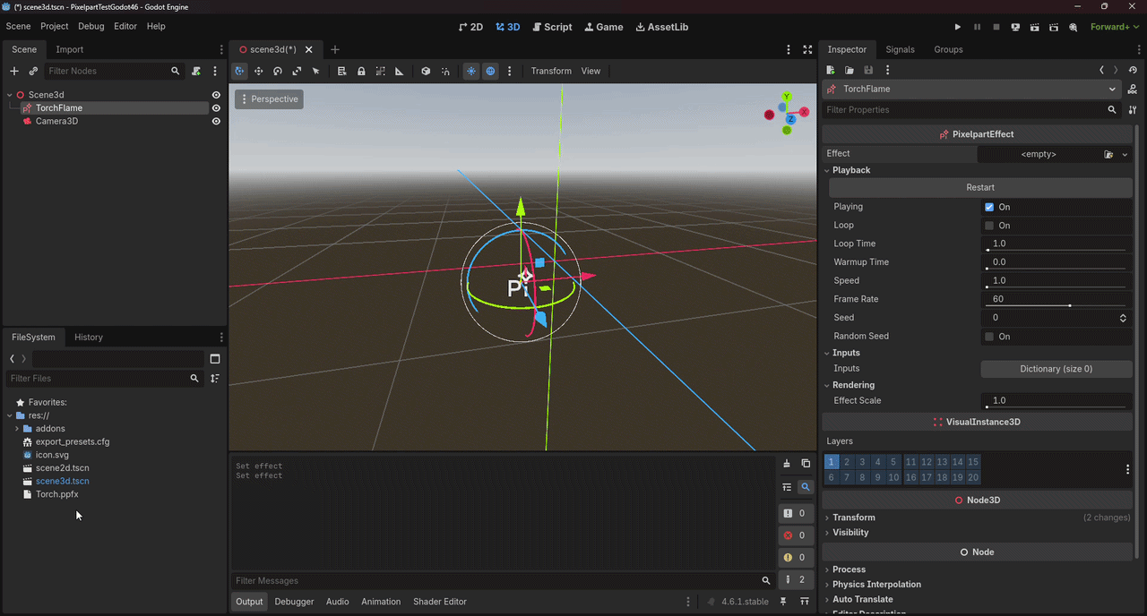 Assign effect to PixelpartEffect node